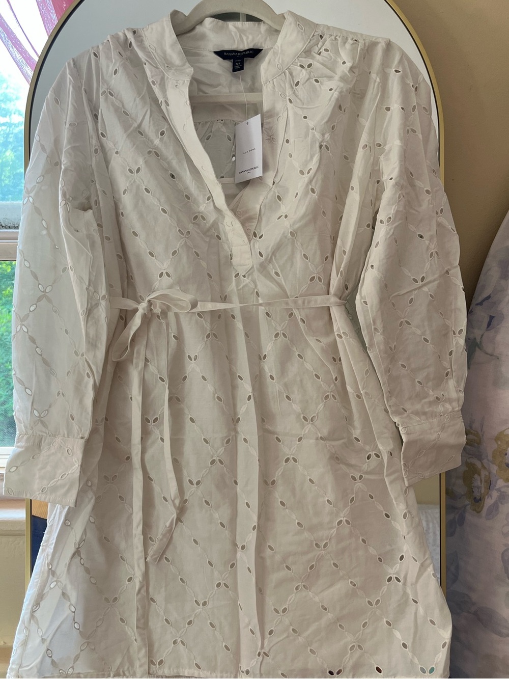 NWT Banana Republic Factory White Eyelet Shirt Dress